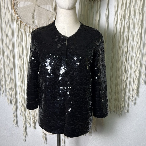Vintage Black Sequin Quarter Sleeve Knit Jacket by Jo-Ro Imports Maimi Small - Picture 12 of 15